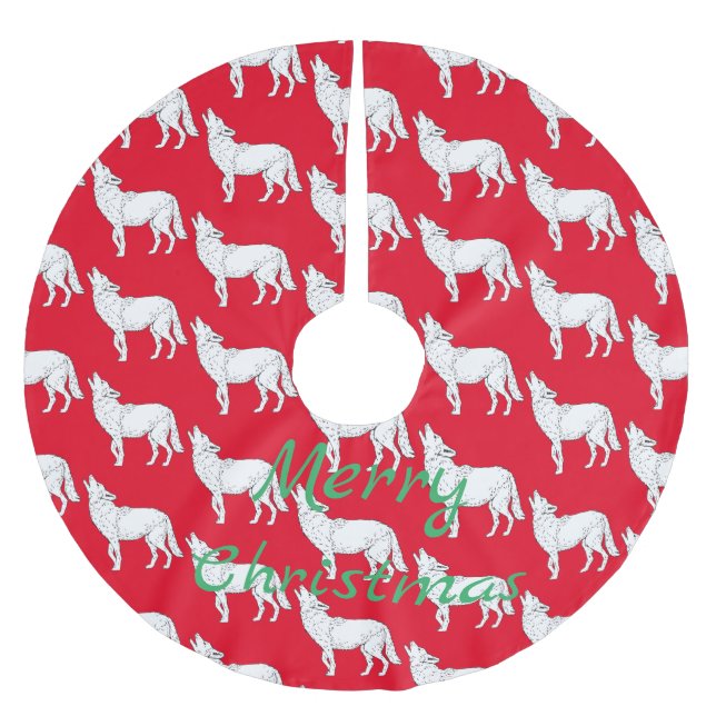 Coyote Howling Thunder_Cove Polyester Weihnachtsbaumdecke (Vorderseite)