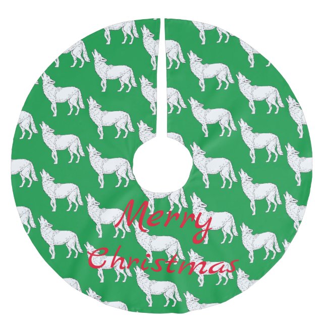 Coyote Howling Thunder_Cove Polyester Weihnachtsbaumdecke (Vorderseite)
