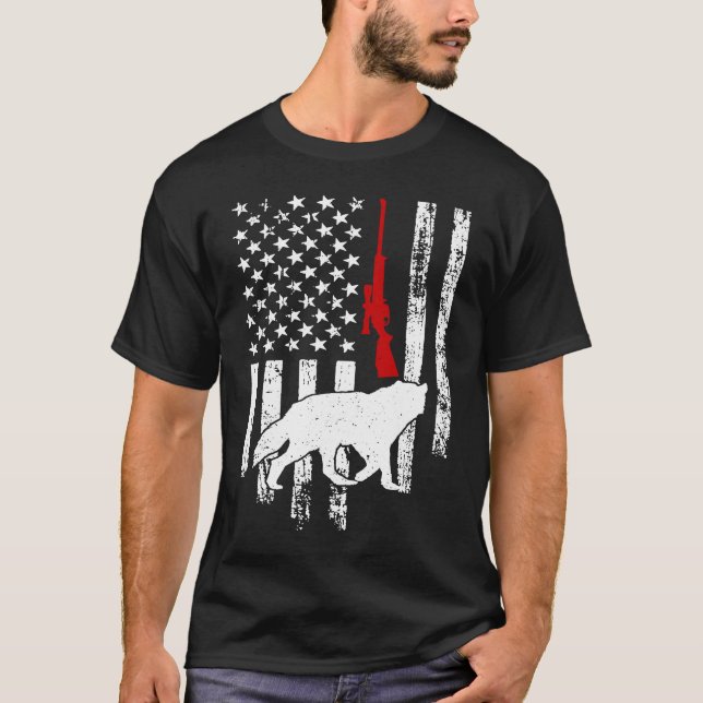 Coyote Hunting American Flag Coyote Hunter T-Shirt (Vorderseite)