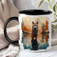 Coyote im Herbst Reflektion des Sees