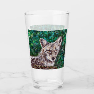 Coyote-Malerei im Hinterhof Glas