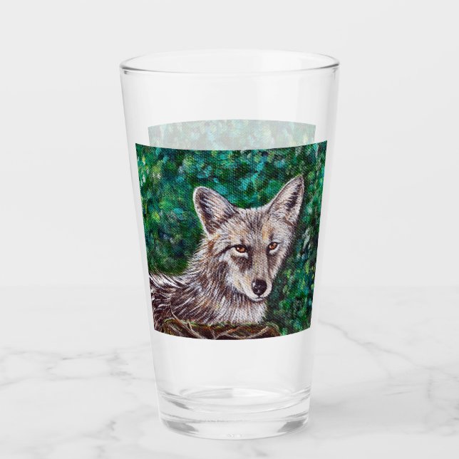 Coyote-Malerei im Hinterhof Glas (Vorderseite)