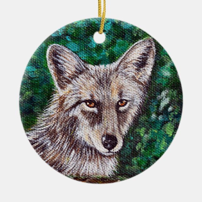Coyote-Malerei im Hinterhof Keramik Ornament (Vorne)