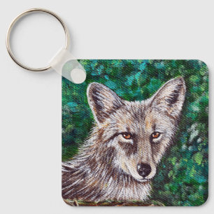 Coyote-Malerei-Schlüsselanhänger im Hinterhof Schlüsselanhänger