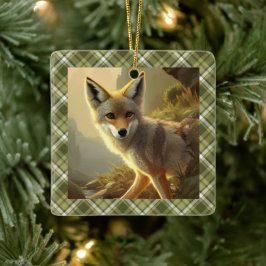Coyote Pup Wildlife Portrait Personalisiert Keramikornament
