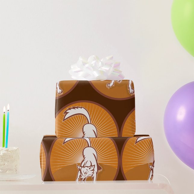 Coyote Retro Sunset Vintag Wilderness Geschenkpapier (Von Creator hochgeladen)