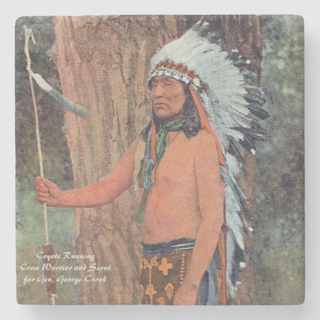 Coyote Running Steinuntersetzer (Vorderseite)