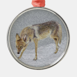 Coyote Silbernes Ornament