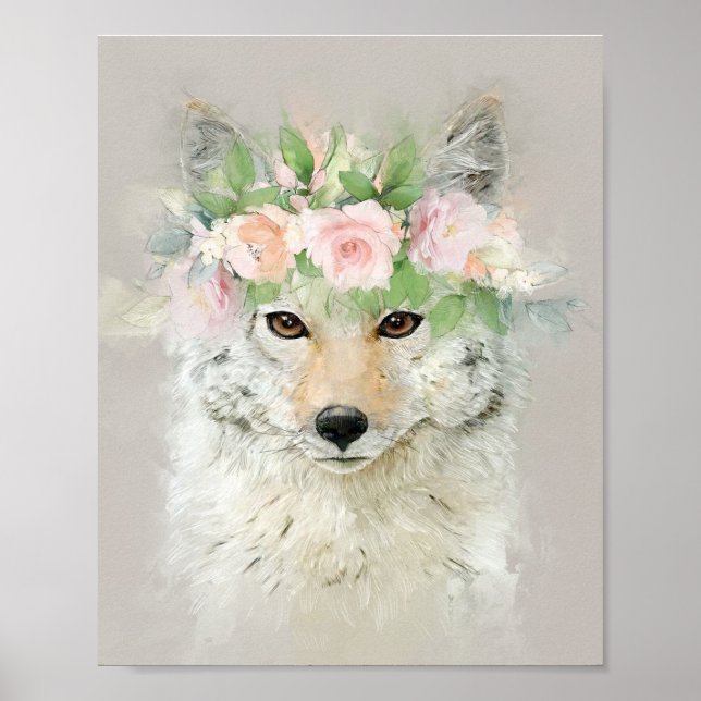Coyote Tragen einer Blume Poster (Vorne)