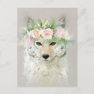 Coyote Tragen einer Blume Postkarte
