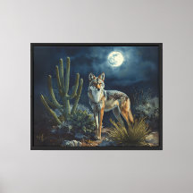 Coyote under Vollmond Rustikale Wüstennacht