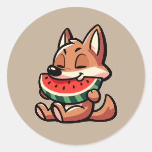 Coyote Watermelon Runder Aufkleber