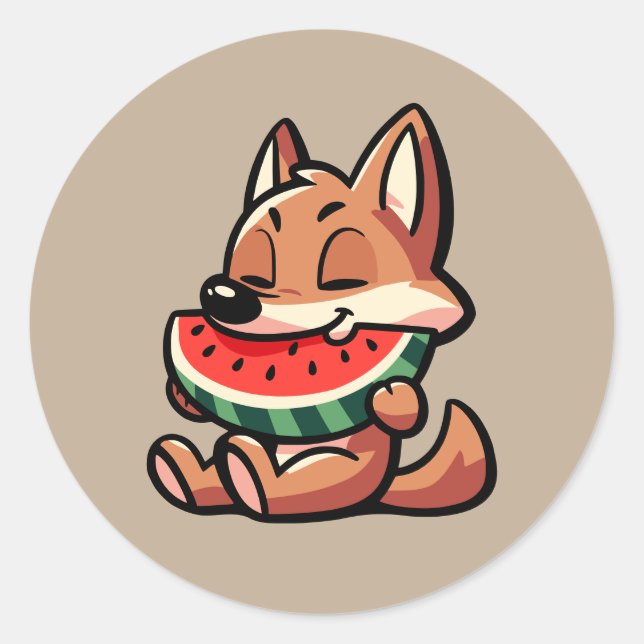 Coyote Watermelon Runder Aufkleber (Vorderseite)