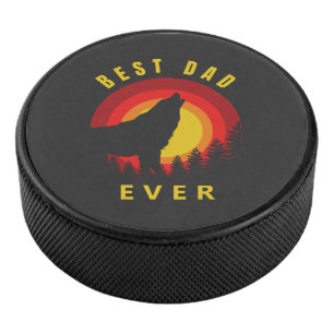 Coyote Wolf Sunrise "Bester Vater je" Eishockey Puck