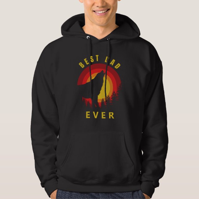 Coyote Wolf Sunrise "Bester Vater je" Hoodie (Vorderseite)