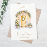 Coze-Zuhause-Eingangstür im Winter Weihnachten<br><div class="desc">Weißer Hintergrund,  Schnee im Freien und eine gemütliche Eingangstür zum Zuhause. Weihnachtsdekoration. Frohe Weihnachten geschrieben mit einem trendigen Handgriff Stil Skript. Zurück: Fügen Sie Ihre Notiz und Ihre Namen hinzu.</div>