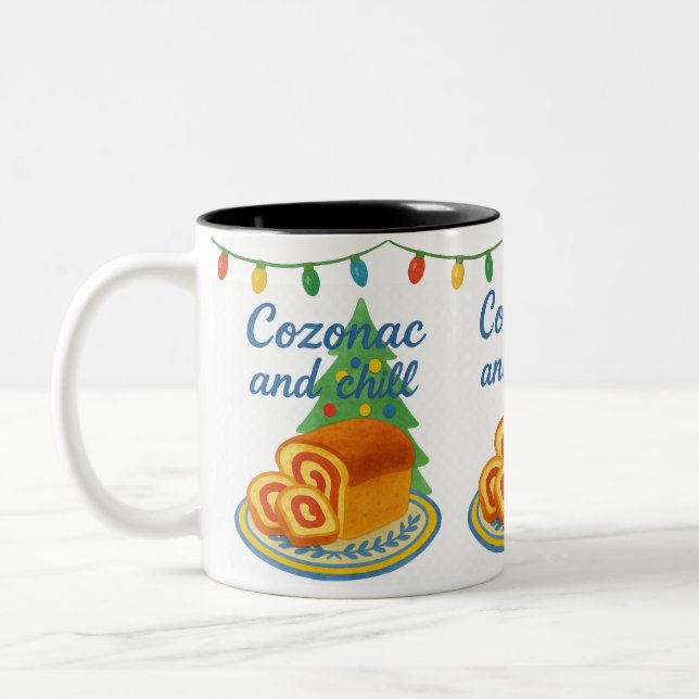 Cozonac and Chill Romanian Holiday Zweifarbige Tasse (Links)