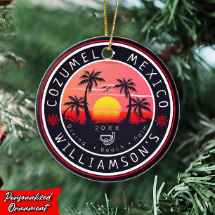 Cozumel Mexico Diving Retro Sunset Souvenir 80er Keramik Ornament