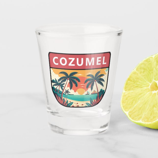Cozumel Mexico Retro Emblem Schnapsglas (Vorderseite)
