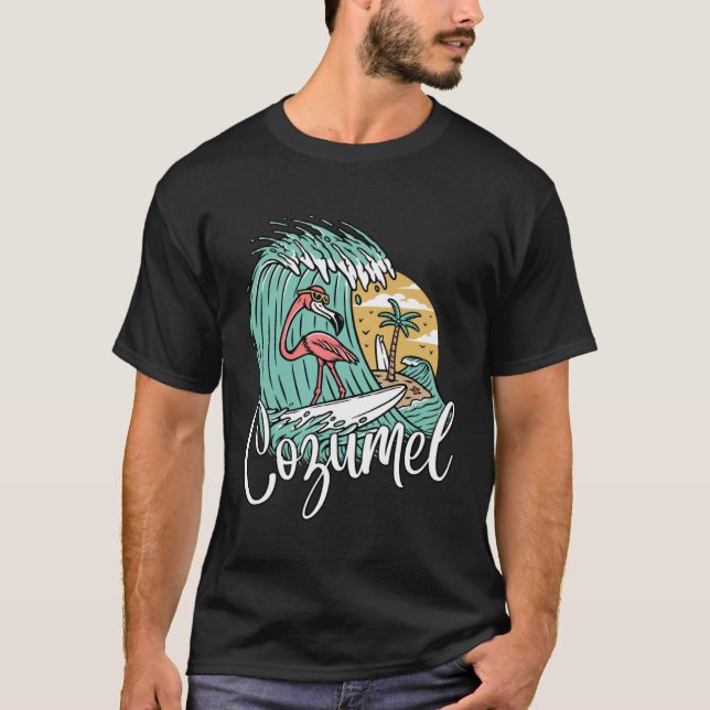 Cozumel Mexico Retro Flamingo T-Shirt (Vorderseite)