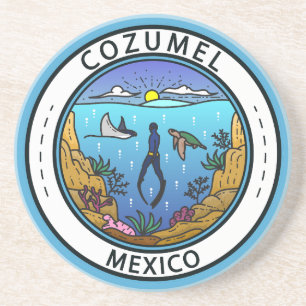 Cozumel Mexico Scuba Abzeichen Getränkeuntersetzer