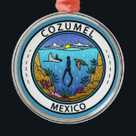 Cozumel Mexico Scuba Abzeichen Ornament Aus Metall<br><div class="desc">Cozumel Vektorgrafik Design. Eine mexikanische Insel im Karibischen Meer,  ein beliebter Kreuzfahrtschiffhafen,  bekannt für sein Tauchen.</div>