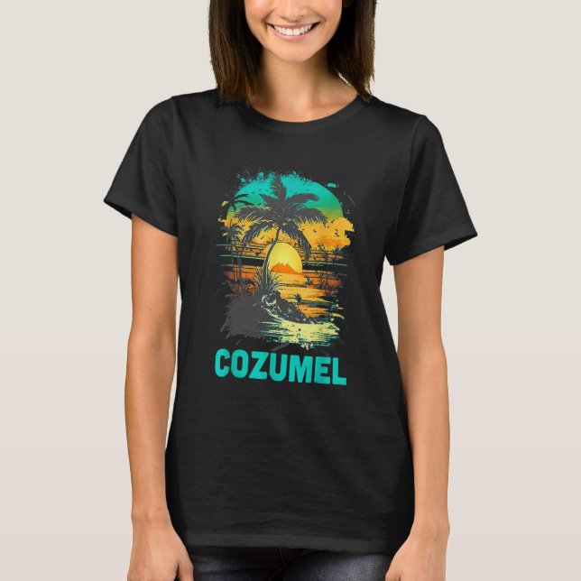 Cozumel Mexico Tropical Sunset Beach Souvenir Vaca T-Shirt (Vorderseite)