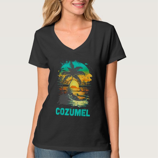 Cozumel Mexico Tropical Sunset Beach Souvenir Vaca T-Shirt (Vorderseite)