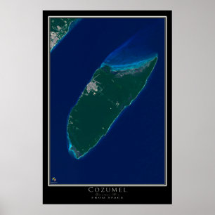 Cozumel Mexico von Space Satellite Art Poster