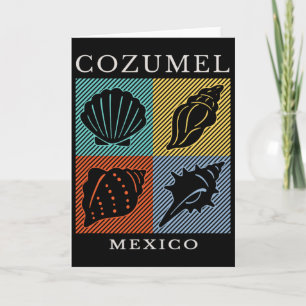 Cozumel Mexiko Farbige Retro Throwback Jungen Mädc Karte