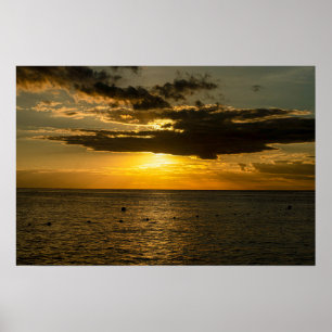 Cozumel Mexiko Goldener Sonnenuntergang Ozean Poster