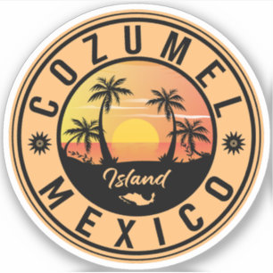 Cozumel Mexiko Insel Retro Sunset Souvenirs Aufkleber