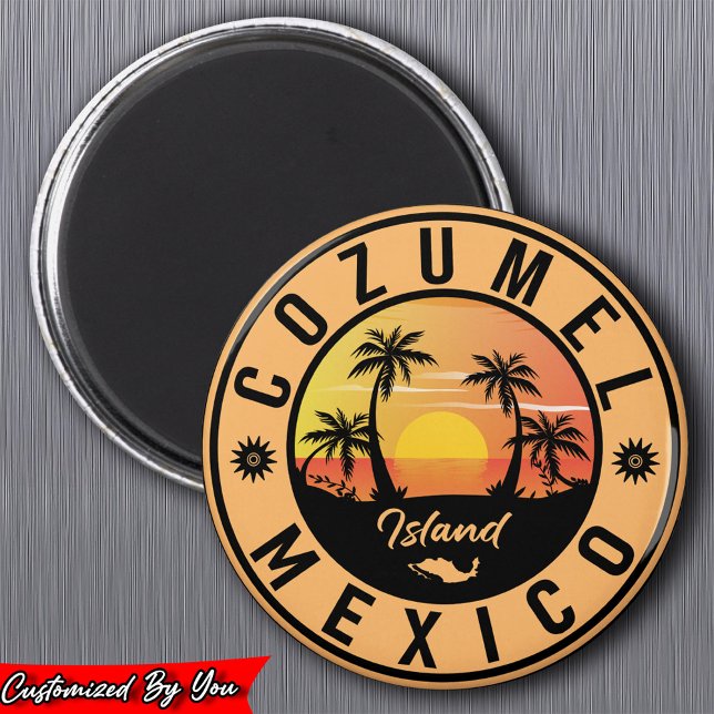 Cozumel Mexiko Insel Retro Sunset Souvenirs Magnet (Von Creator hochgeladen)
