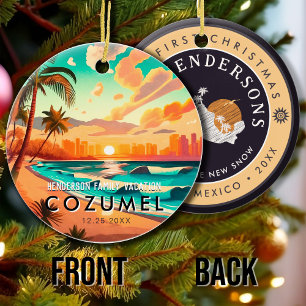 Cozumel Mexiko Palme Vintage Reisemitbringsel Keramik Ornament