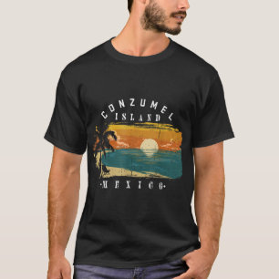 Cozumel Mexiko Strände Retro Coole erschütterte Gr T-Shirt