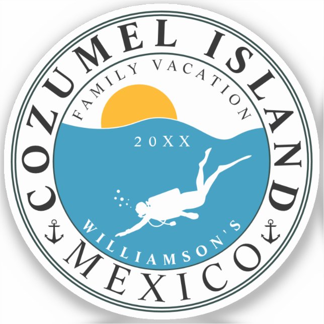 Cozumel Mexiko Tauchen Urlaub Souvenir Aufkleber (Vorderseite)