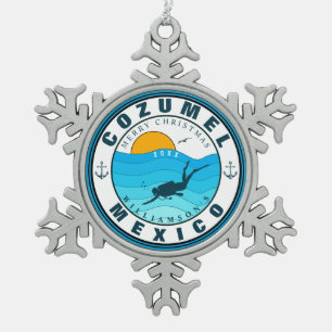 Cozumel Mexiko Tauchen Urlaub Souvenir Schneeflocken Zinn-Ornament