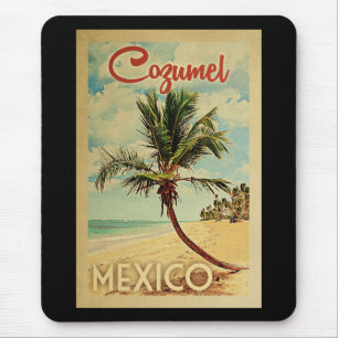 Cozumel Palm Tree Vintage Travel Mousepad