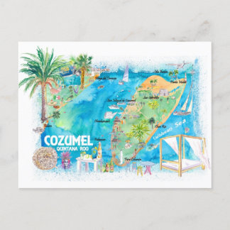 Cozumel Quintana Roo Mexico Illustrierte Karte