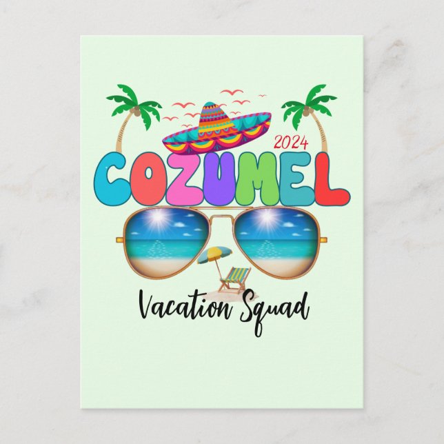 Cozumel Urlaub Squad Sun, Sand und Erinnerungen Me Postkarte (Vorderseite)