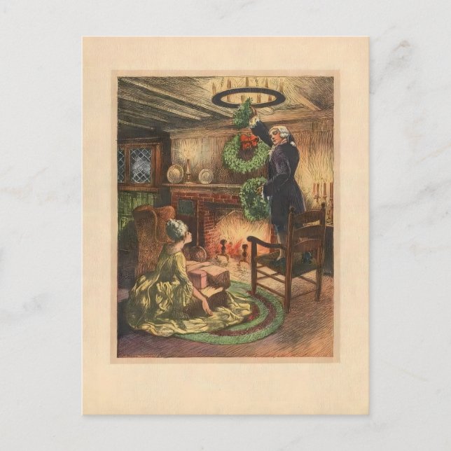 Cozy 18th Century Holiday Scene Postkarte (Vorderseite)