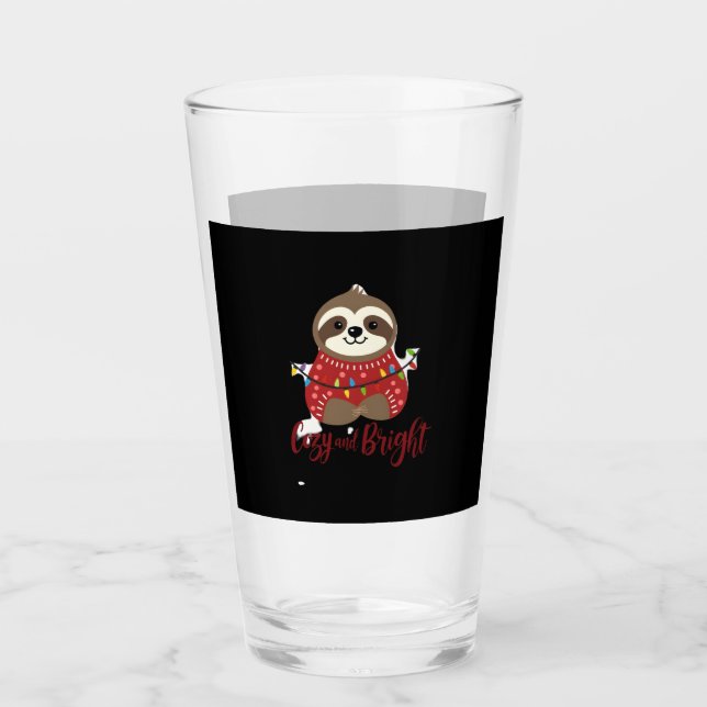 Cozy And Bright Sloth Christmas Lights (1) Glas (Vorderseite)