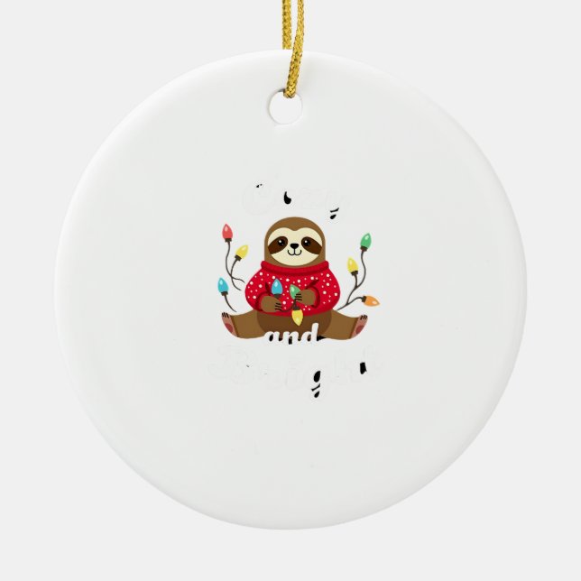 Cozy And Bright Sloth Christmas Lights (2) Keramik Ornament (Vorne)