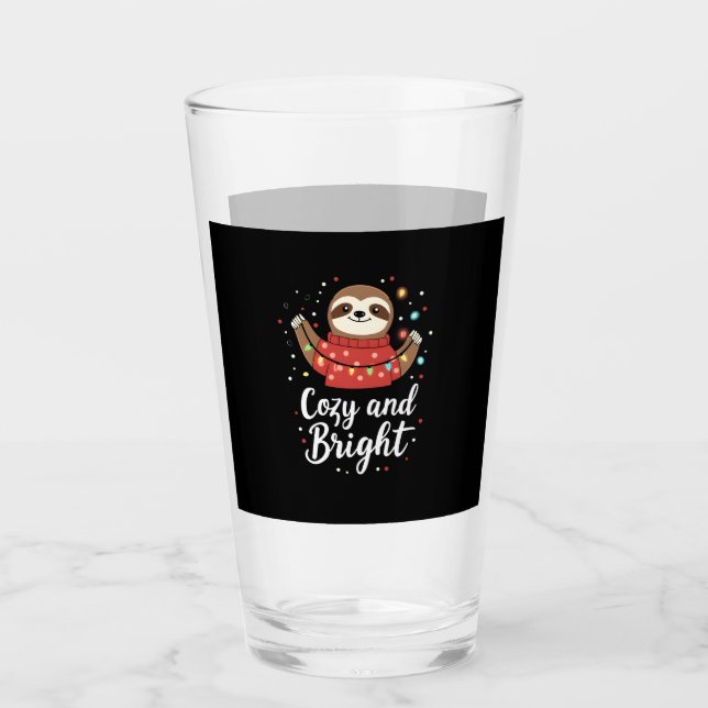 Cozy And Bright Sloth Christmas Lights (4) Glas (Vorderseite)