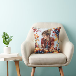 Cozy Autumn-Themed Throw Pillow Kissen