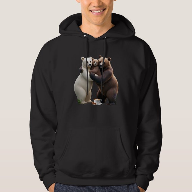 Cozy Bear Family Hug Adult Pullover Hoodie  (Vorderseite)