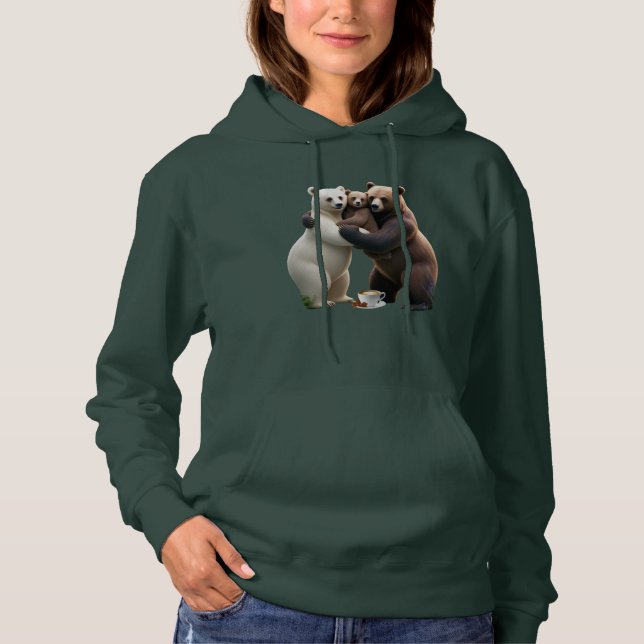 Cozy Bear Family Hug Adult Pullover Hoodie  (Vorderseite)