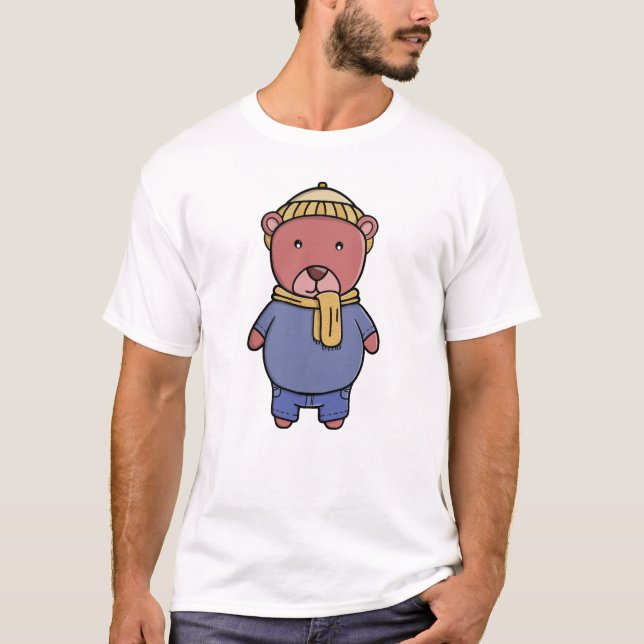 Cozy Bear im Winteroutfit T-Shirt (Vorderseite)