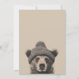 Cozy Bear in Beanie - Cute Winter Animal  Feiertagskarte