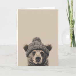 Cozy Bear in Beanie - Cute Winter Animal  Karte